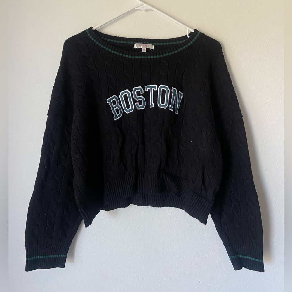 Stella Tweed Boston Cropped Varsity Sweater - Picture 3 of 10